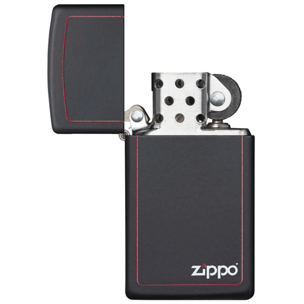 Зажигалка Zippo Slim® Black Matte with Red Border Черный / Латунь photo 5
