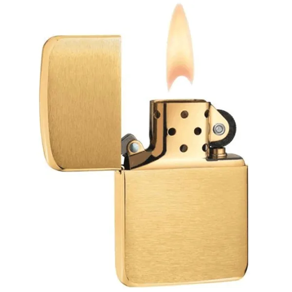 Brichetă Zippo Reg Brushed Brass Gold / Alamă photo 2