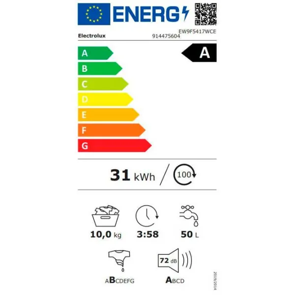 Mașină de spălat Electrolux EW9F5417WCE 10 kg / 1400 rpm / White photo 4 Mașină de spălat Electrolux EW9F5417WCE 10 kg / 1400 rpm / White photo 4