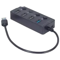 Adaptor Gembird UHB-U3P4-01 USB Type-A / Black photo 2
