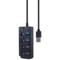 Adaptor Gembird UHB-U3P4-01 USB Type-A / Black photo 3