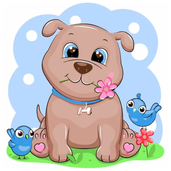 Картина по номерам Strateg Собачка с птицами ES0845 30 x 30 см / Вертикальная photo 1 Картина по номерам Strateg Собачка с птицами ES0845 30 x 30 см / Вертикальная photo 1