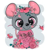 Картина по номерам Strateg Хвостик в розовом ES101 30 x 30 см / Вертикальная