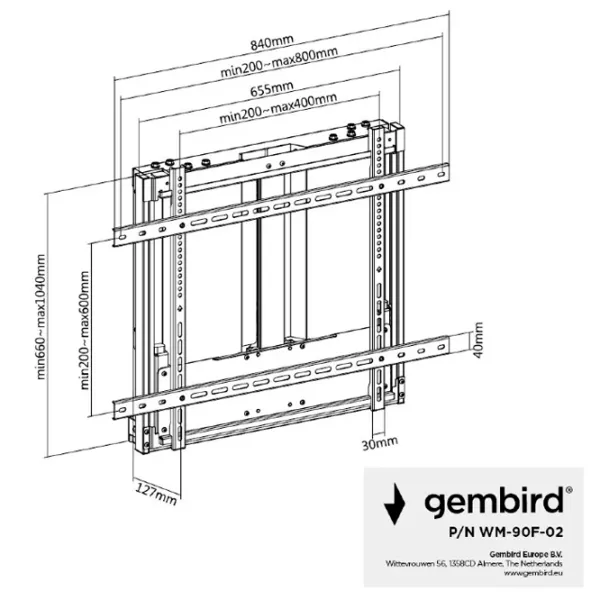 Suport TV Gembird WM-90F-02 VESA 200 x 200 mm photo 6