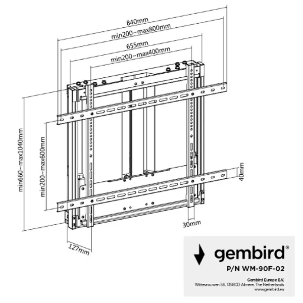 Suport TV Gembird WM-90F-02 VESA 200 x 200 mm photo 6