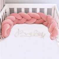 Bară de protecție impletită pentru pătuț Veres VR154.02.16  Powder pink / Velur