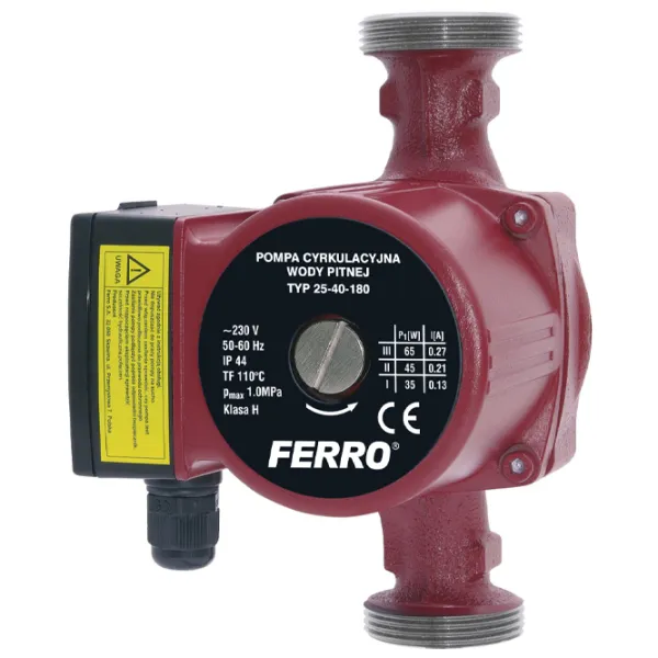 Pompă de circulație Ferro 25-40 180 Metal / Red photo 1