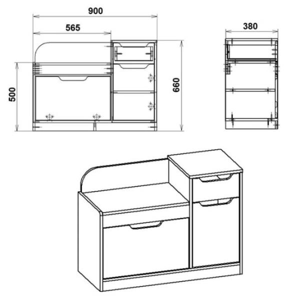 Dulap pentru încălțăminte KompaniT ТО-12 66 x 90 x 38 /Gray /Gray photo 2 Dulap pentru încălțăminte KompaniT ТО-12 66 x 90 x 38 /Gray /Gray photo 2