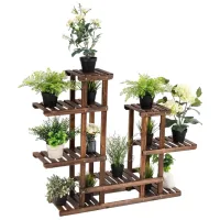 Etajeră pentru flori Costway GT3559  Dark Brown / Lemn