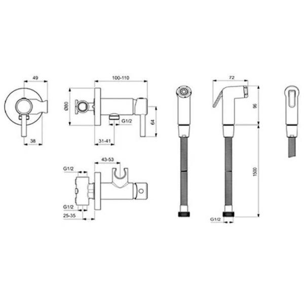 Гигиенический душ Ideal Standard Idealspray BD130AA Латунь / На стене photo 3