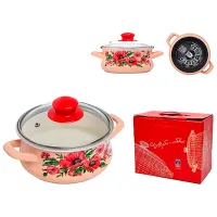 Кастрюля PS Maci 1.5л Эмалированная сталь / Розовый