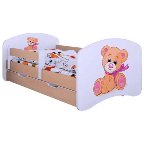 Pat pentru copii Happy Babies Happy Bear with Bow 80 x 160 cm / Placa / White photo 1