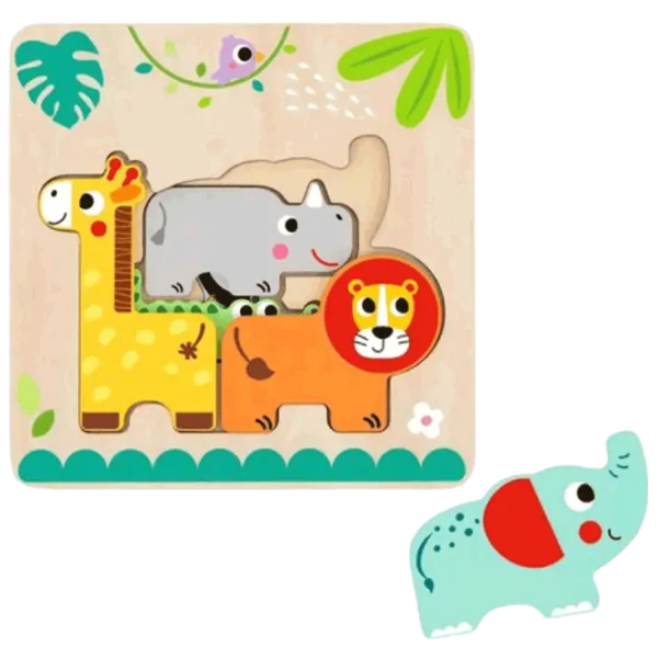 Puzzle Tooky Toy Jungle animals 1+/ Numărul de piese: 6 photo 1