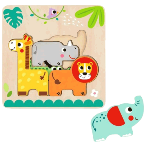Puzzle Tooky Toy Jungle animals 1+/ Numărul de piese: 6 photo 1