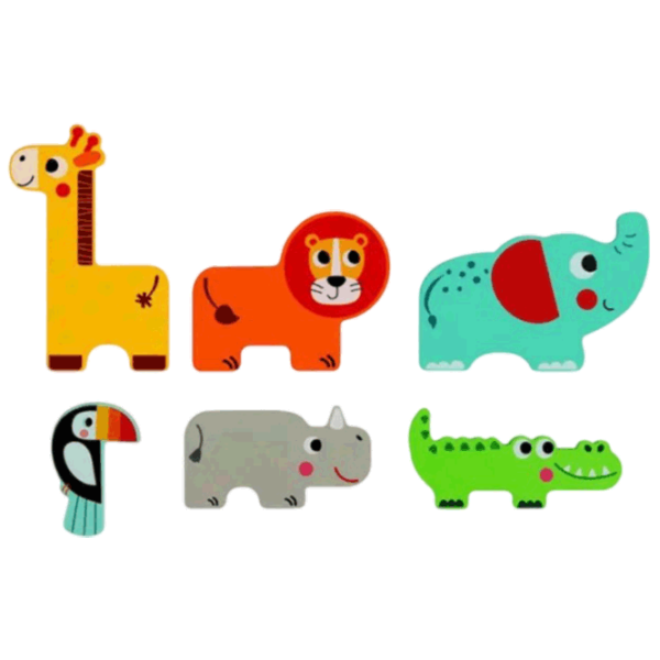 Puzzle Tooky Toy Jungle animals 1+/ Numărul de piese: 6 photo 2
