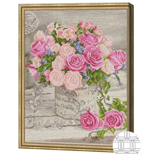 Mozaic Art Galery Premium Buchet de trandafiri albi si roz   /  photo 2