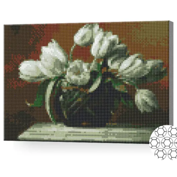 Mozaic Art Galery Premium Lalele albi in vază  /  photo 2 Mozaic Art Galery Premium Lalele albi in vază  /  photo 2