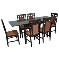 Обеденные стол со стульями Evelin HV-30V (F-789) Прямоугольная / Дерево / Шоколад 