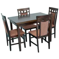 Обеденные стол со стульями Evelin HV-30V (F-789) Прямоугольная / Дерево / Шоколад 
