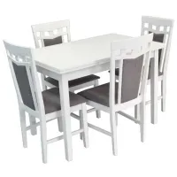 Обеденные стол со стульями Evelin HV-30V (NV-10WP) Прямоугольная / Дерево / Белый