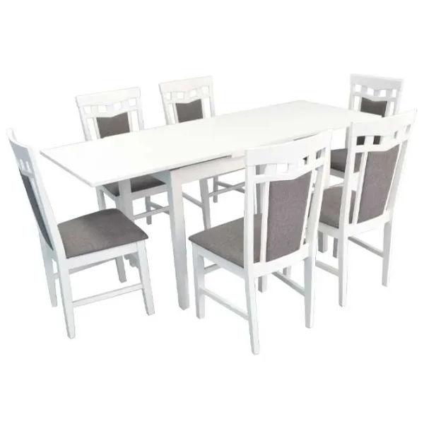 Обеденные стол со стульями Evelin HV-30V (NV-10WP) Прямоугольная / Дерево / Белый photo 1