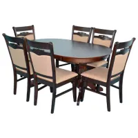 Set masă și scaune Evelin HV-33V (HV-3167) Ovală / Lemn / Ciocolată