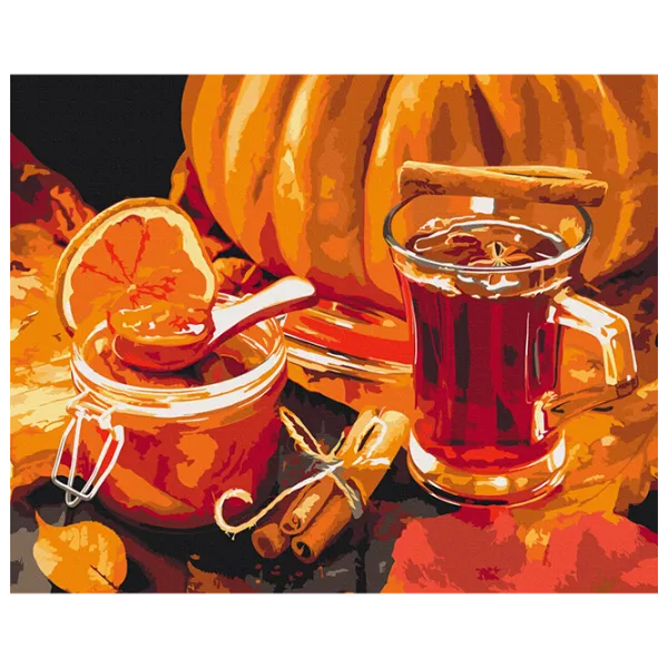 Картина по номерам BrushMe Осенний чай BS52636FC 50 x 40 см / Горизонтальная photo 1