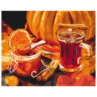 Картина по номерам BrushMe Осенний чай BS52636FC 50 x 40 см / Горизонтальная