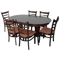 Обеденные стол со стульями Evelin HV-33V (F-789) Овальная / Дерево / Шоколад 