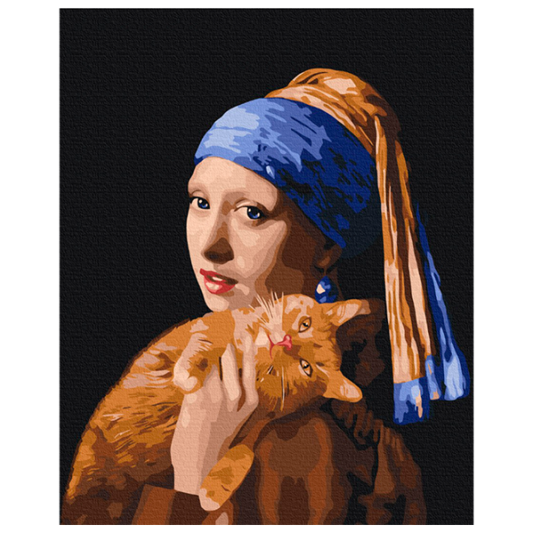 Pictură pe numere BrushMe Fată cu pisica roșcată BS51581FC 50 x 40 cm / Verticală photo 1