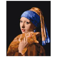 Pictură pe numere BrushMe Fată cu pisica roșcată BS51581FC 50 x 40 cm / Verticală