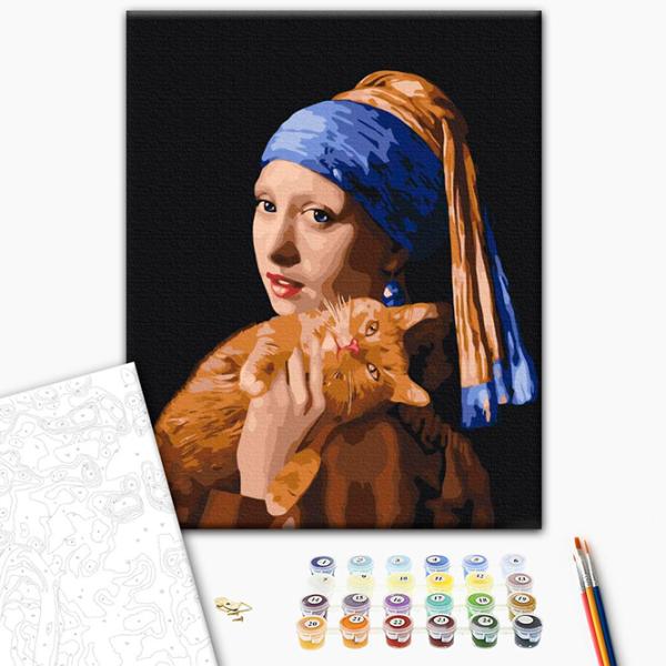 Pictură pe numere BrushMe Fată cu pisica roșcată BS51581FC 50 x 40 cm / Verticală photo 2