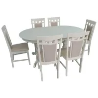 Set masă și scaune Evelin HV-33V (NV-1WP) Ovală / Lemn / Cream