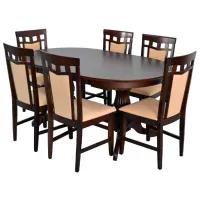 Обеденные стол со стульями Evelin HV-33V (F-787) Овальная / Дерево / Шоколад 