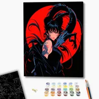 Pictură pe numere BrushMe Fata cu tatuajul dragonului BSB0032FC 50 x 40 cm / Verticală photo 3