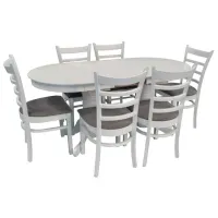 Обеденные стол со стульями Evelin HV-31N (NV-10WP) Овальная / Дерево / Белый
