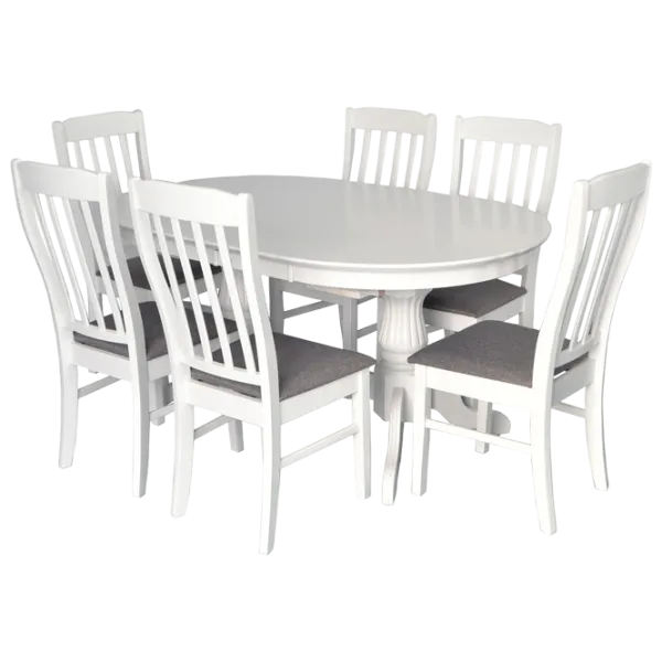 Set masă și scaune Evelin HV-31N Ovală / Lemn / White photo 1