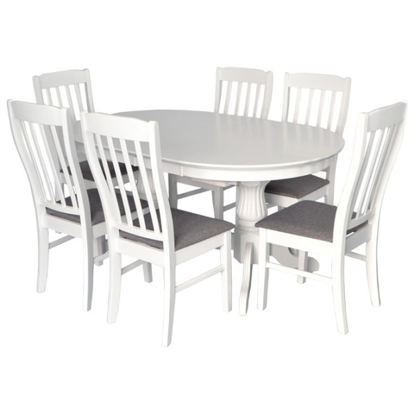 Set masă și scaune Evelin HV-31N Ovală / Lemn / White photo 1