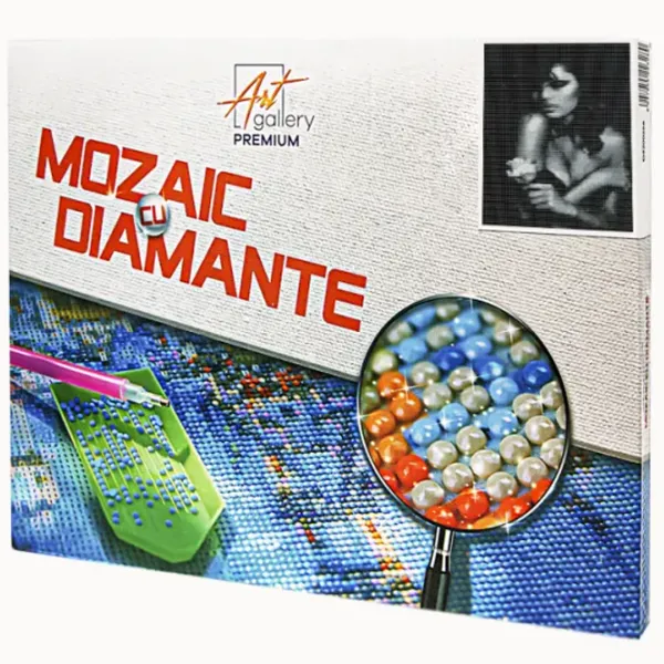 Mozaic Art Galery Premium Fata cu trandafir in nuanțe gri  /  photo 1 Mozaic Art Galery Premium Fata cu trandafir in nuanțe gri  /  photo 1
