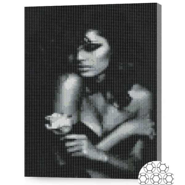 Mozaic Art Galery Premium Fata cu trandafir in nuanțe gri  /  photo 2 Mozaic Art Galery Premium Fata cu trandafir in nuanțe gri  /  photo 2