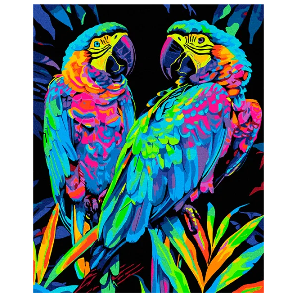 Pictură pe numere BrushMe Papagali tropicali BSB0022FC 50 x 40 cm / Verticală photo 1