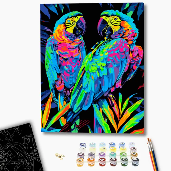 Pictură pe numere BrushMe Papagali tropicali BSB0022FC 50 x 40 cm / Verticală photo 2