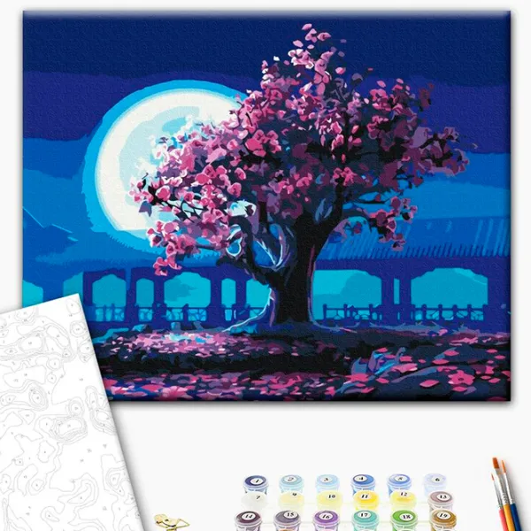 Pictură pe numere BrushMe Sakura în lumina lunii BS25275FC 50 x 40 cm / Orizontală photo 2 Pictură pe numere BrushMe Sakura în lumina lunii BS25275FC 50 x 40 cm / Orizontală photo 2