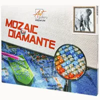 Mozaic New World Elefant în alb-negru  / 