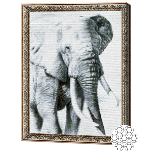 Mozaic New World Elefant în alb-negru  /  photo 2 Mozaic New World Elefant în alb-negru  /  photo 2