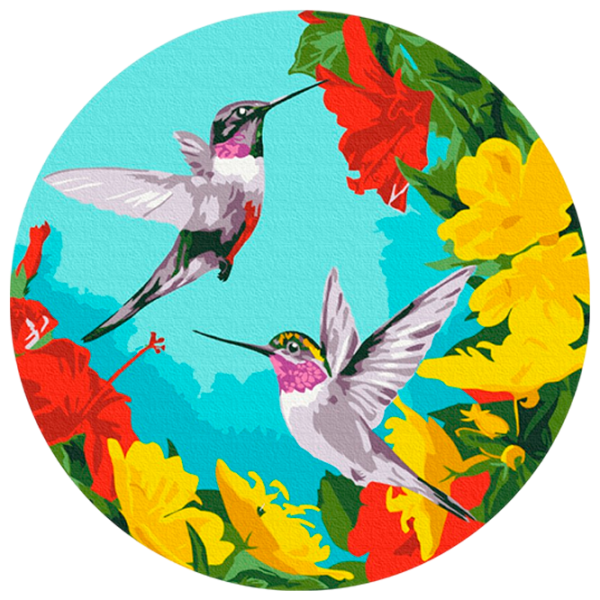 Pictură pe numere BrushMe Colibri în flori RC0001FC 30 x 30 cm / Verticală photo 1
