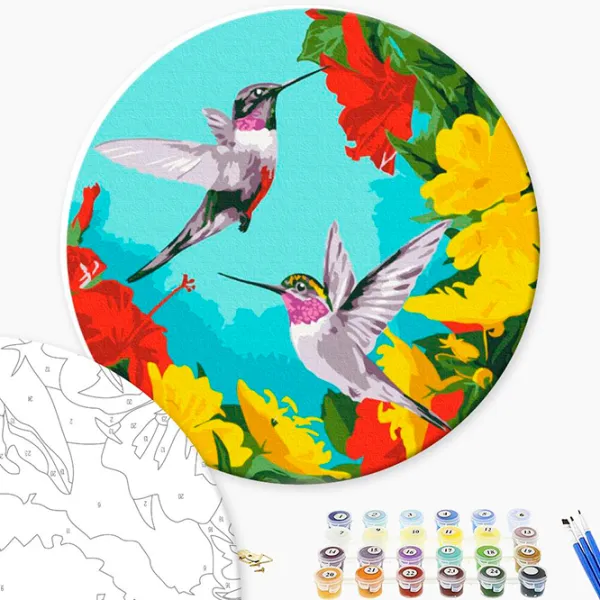 Pictură pe numere BrushMe Colibri în flori RC0001FC 30 x 30 cm / Verticală photo 3