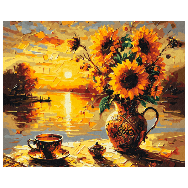 Pictură pe numere BrushMe Floarea-soarelui la apus, Oleg Loburak BS54164FC 50 x 40 cm / Orizontală photo 1