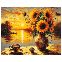 Pictură pe numere BrushMe Floarea-soarelui la apus, Oleg Loburak BS54164FC 50 x 40 cm / Orizontală