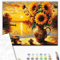 Pictură pe numere BrushMe Floarea-soarelui la apus, Oleg Loburak BS54164FC 50 x 40 cm / Orizontală photo 3